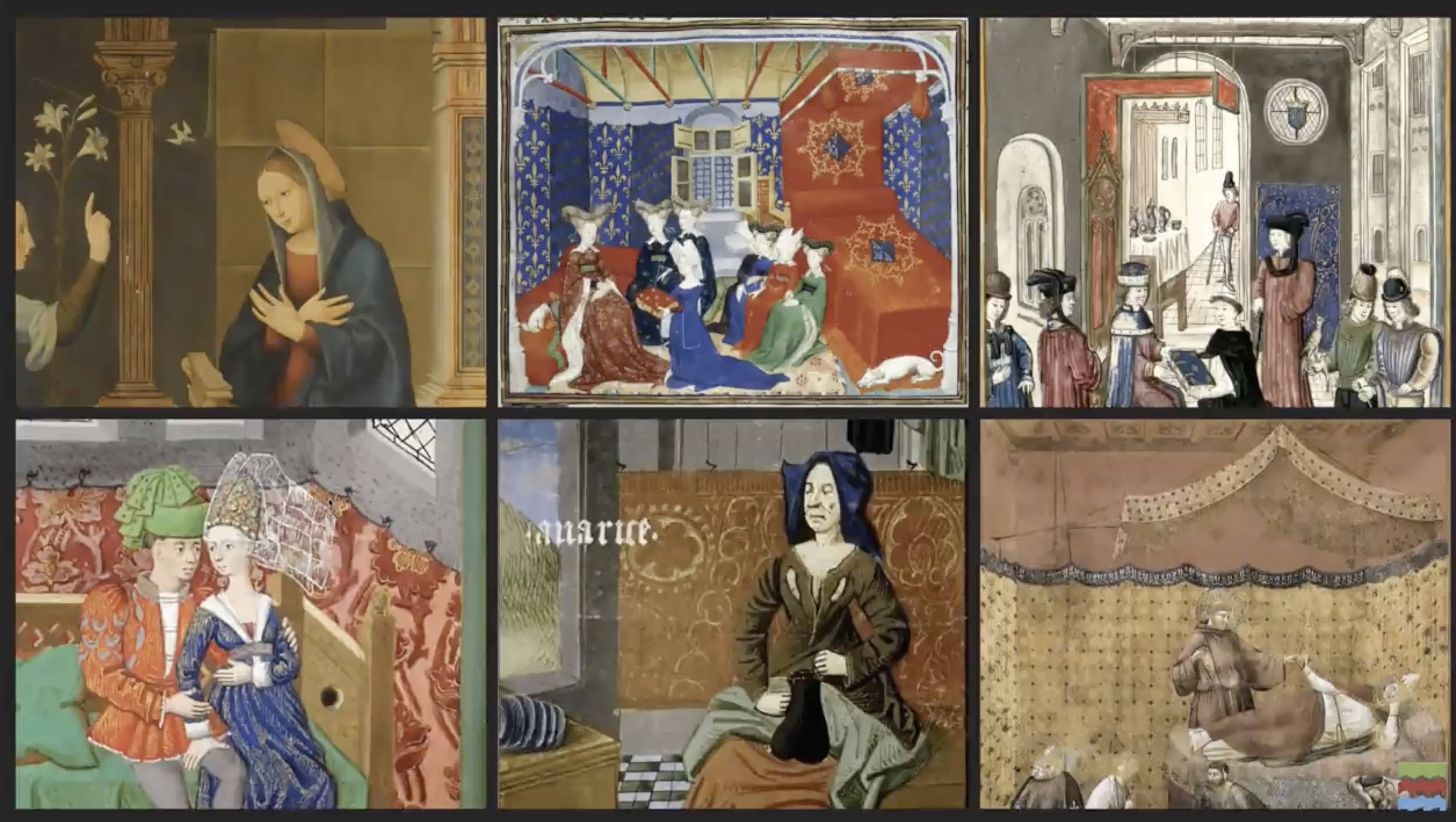 <strong>Figure 1:</strong> Montage of paintings showing wall cloths used in different settings to provide thermal comfort by reducing heat loss by radiation.