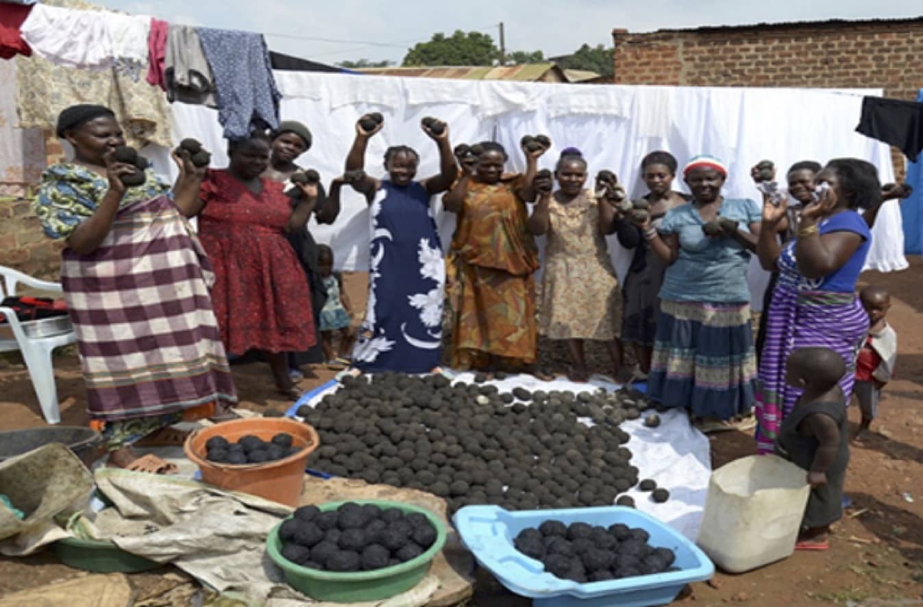 Kasubi Local Development Association: making energy briquettes from recycled organic waste. Photo: Kareem Buyana
